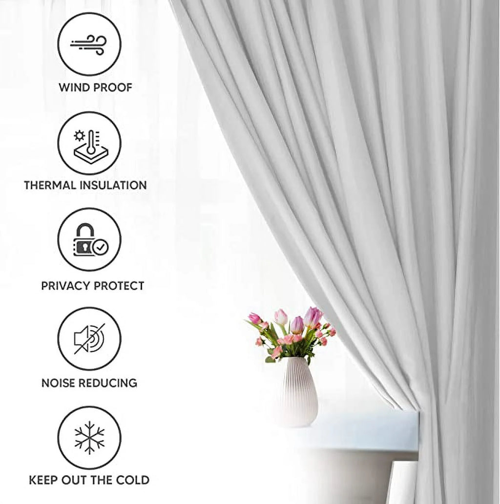 White 60 Inch Wide by 72 Inch Long Blackout Curtain Panel D854