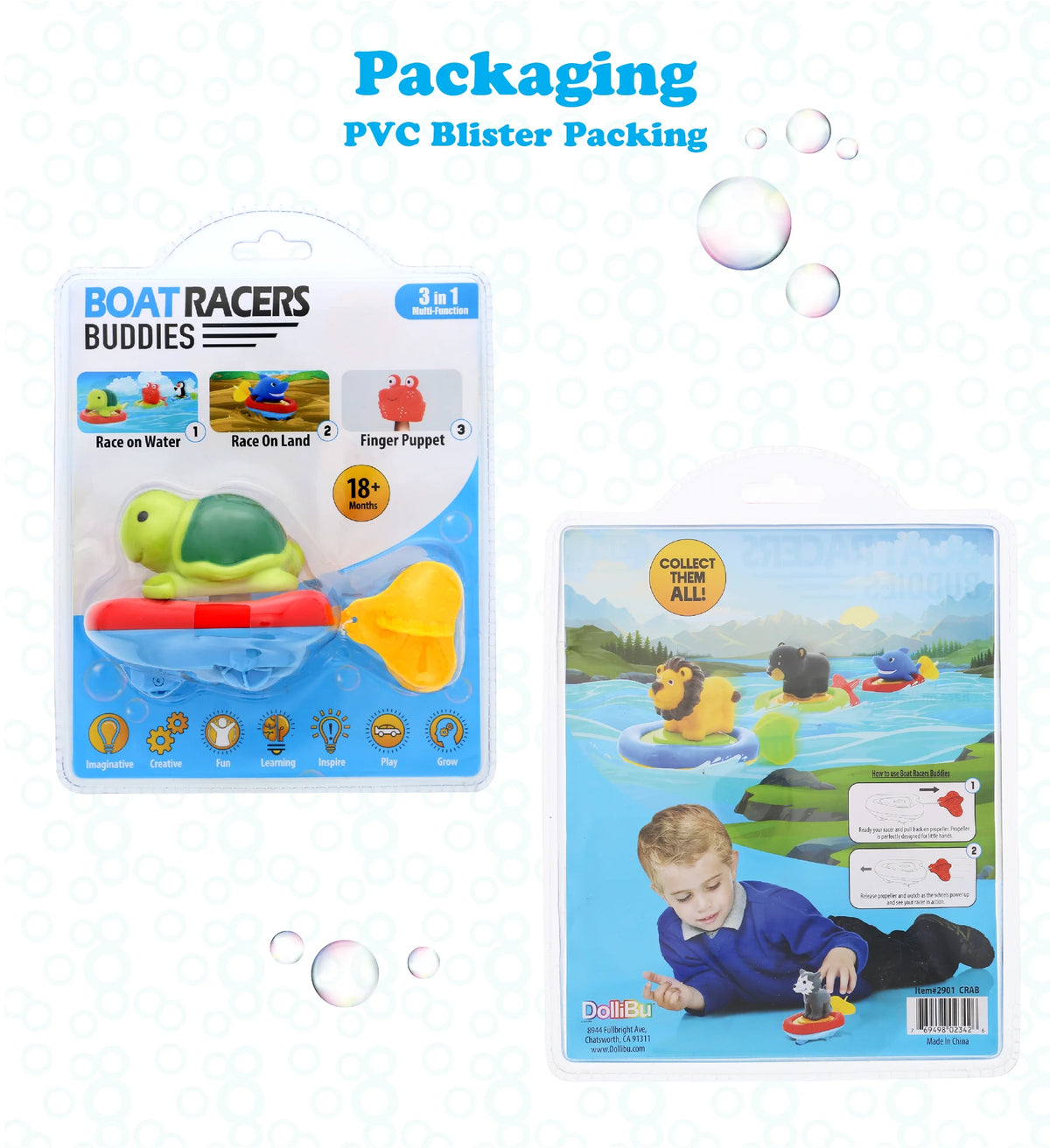 Sea Life Boat Racers Bundle Set of 4 Bath Toy M78091