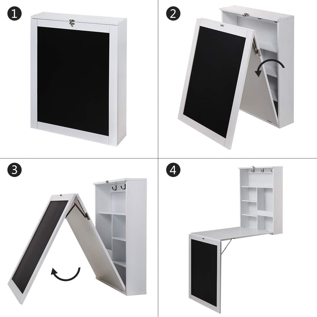 Wall Mounted Folding Desk with Storage D8584