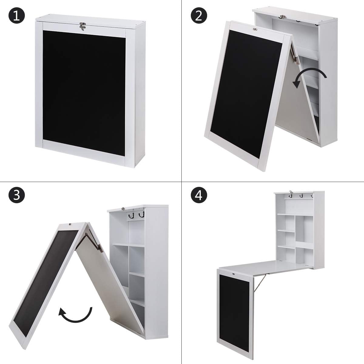 Wall Mounted Folding Desk with Storage D8584
