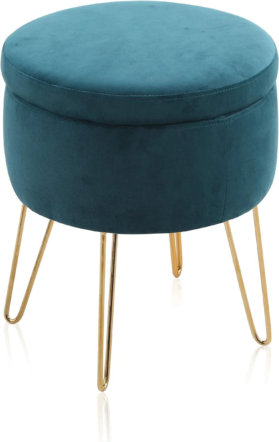 Green Velvet Round Storage Ottoman K384548