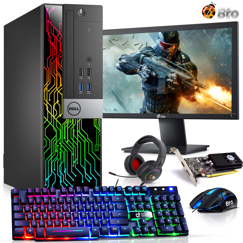 RGB Gaming Desktop Computer PC, Intel i5 6th Gen, AMD Radeon RX 550, 16GB Ram, 1TB SSD, 22 inch Monitor, Keyboard Mouse Headset, WiFi Windows 10 Pro U670