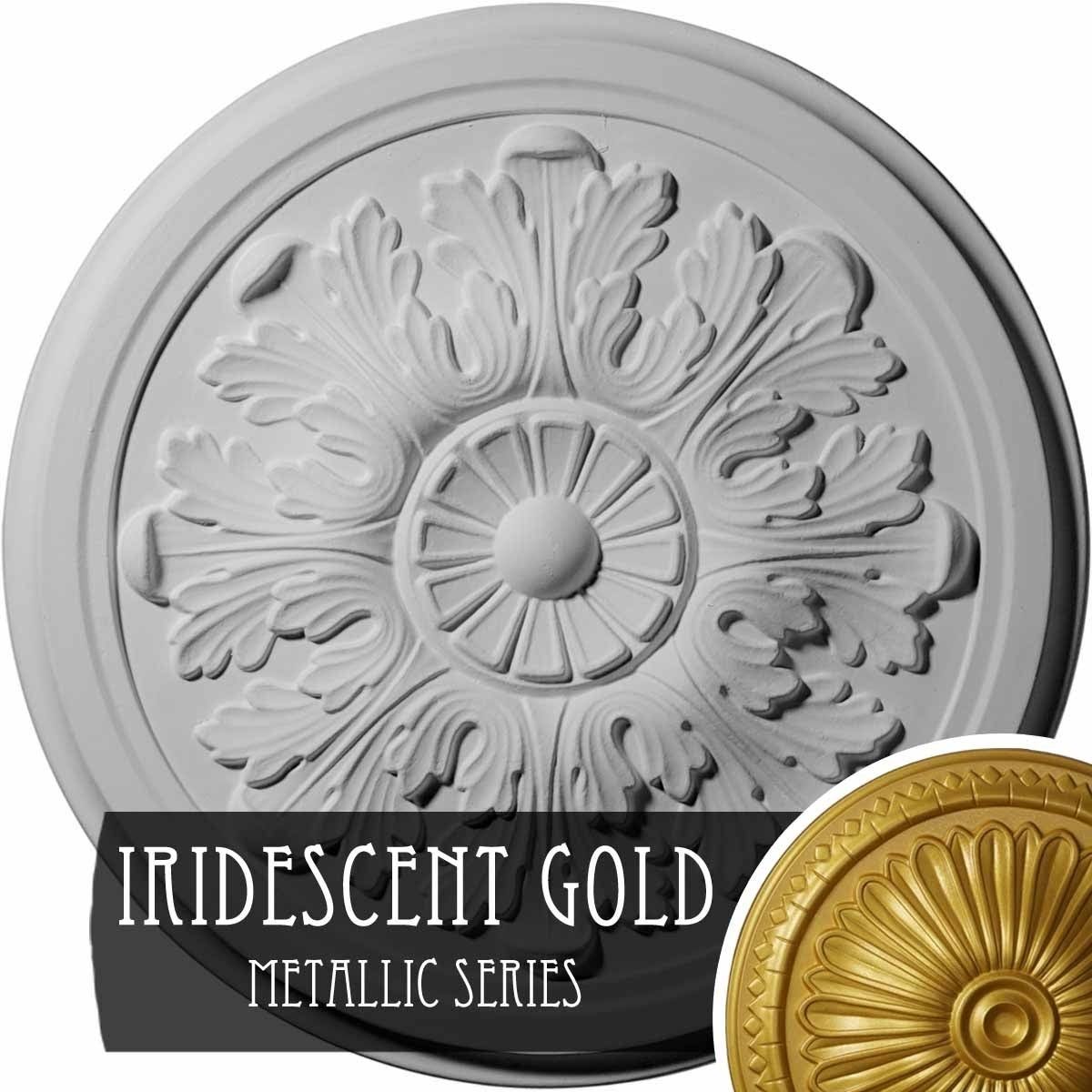 Hand-Painted Iridescent Gold Ceiling Medallion S558609