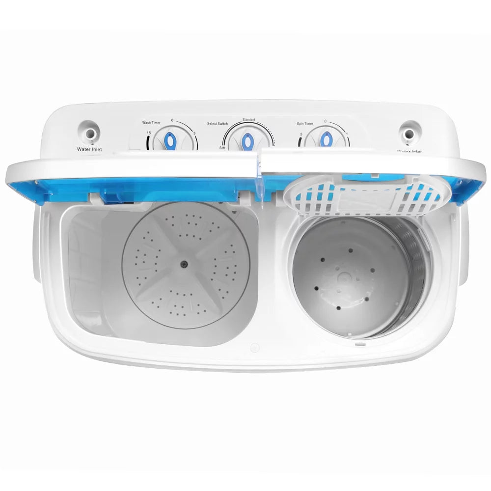 Portable 15lbs Mini Twin Tub Compact Laundry Washer, Blue Y847954
