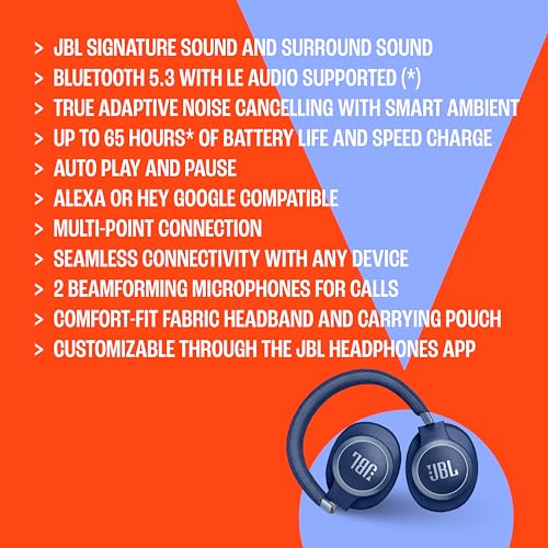 Wireless Over-Ear Headphones with Noise Cancelling (Blue) D186
