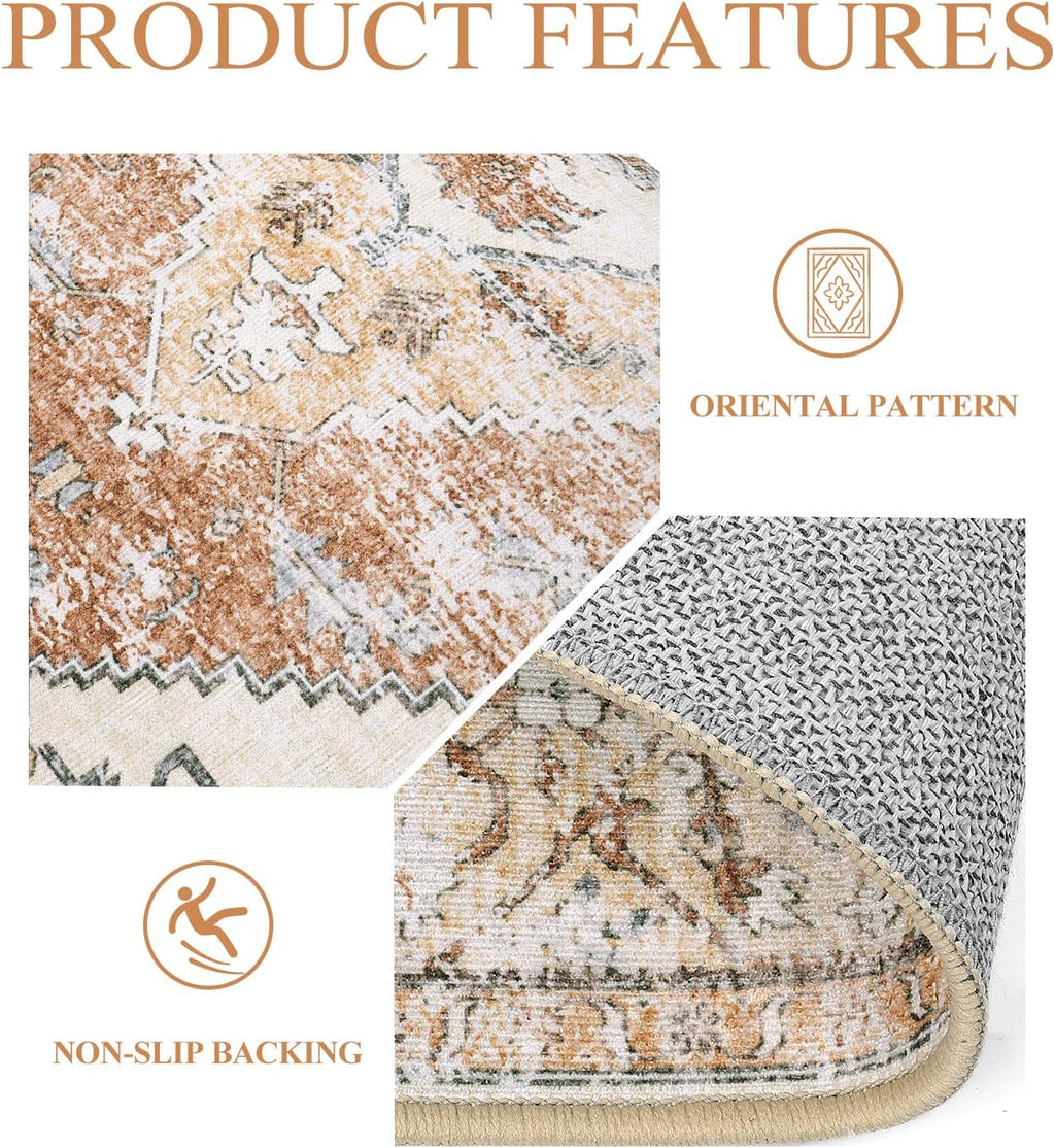 6Ft Washable Round Non-Slip Area Rug K1257