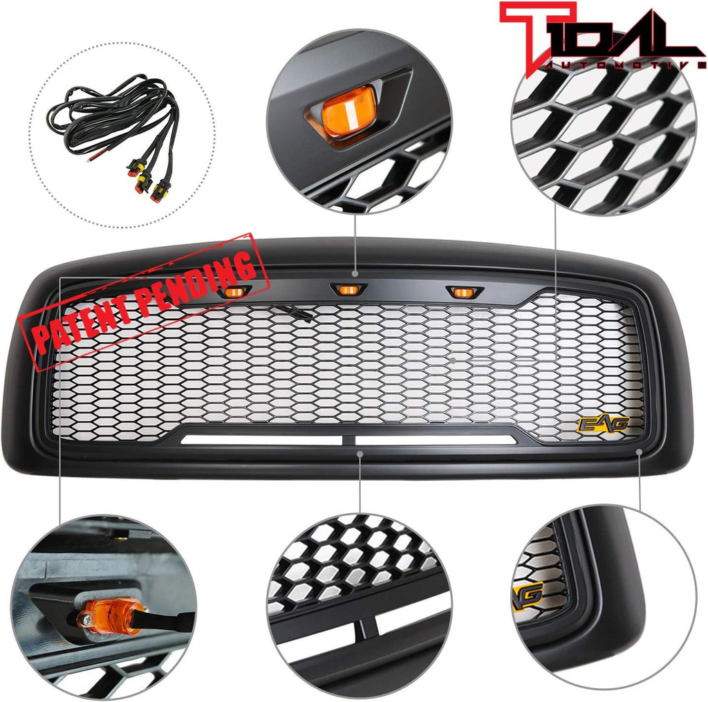 Matte Black ABS Upper Grille with LED Front Grille K8257