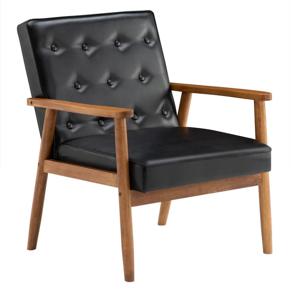 Black Fabric Upholstered Wooden Accent Chair Y71734