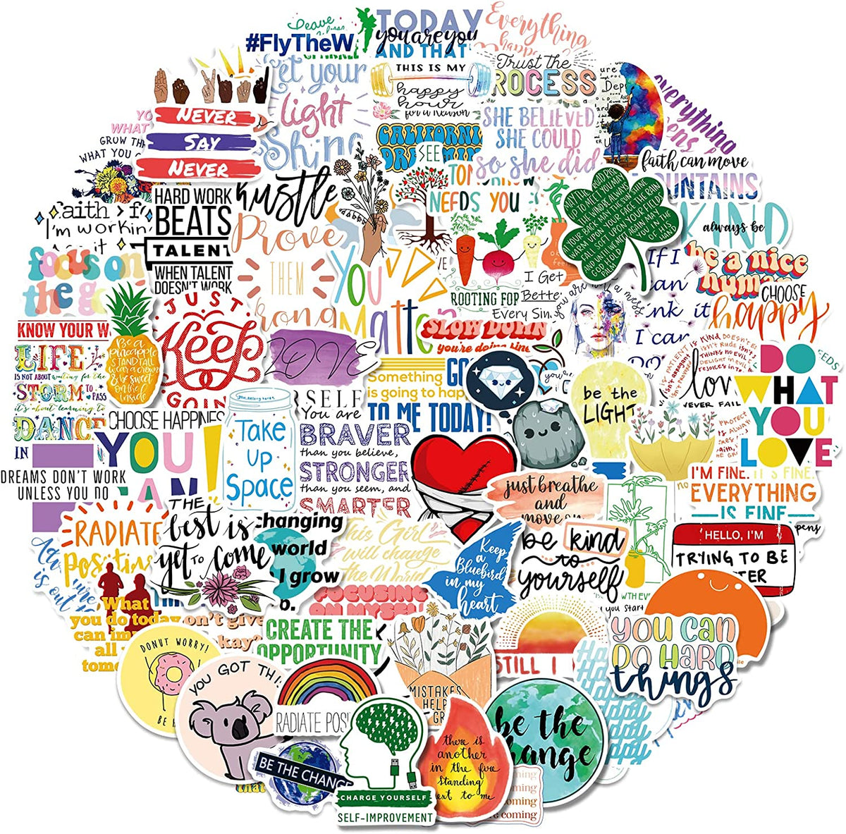 100pcs Inspirational Stickers for Water Bottles L99737