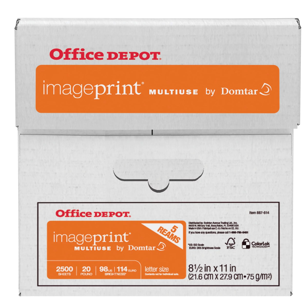 FSC Certified Multiuse Paper, 8 1/2in x 11in, 20 Lb, White, 500 Sheets Per Ream, Case Of 5 Reams V181429