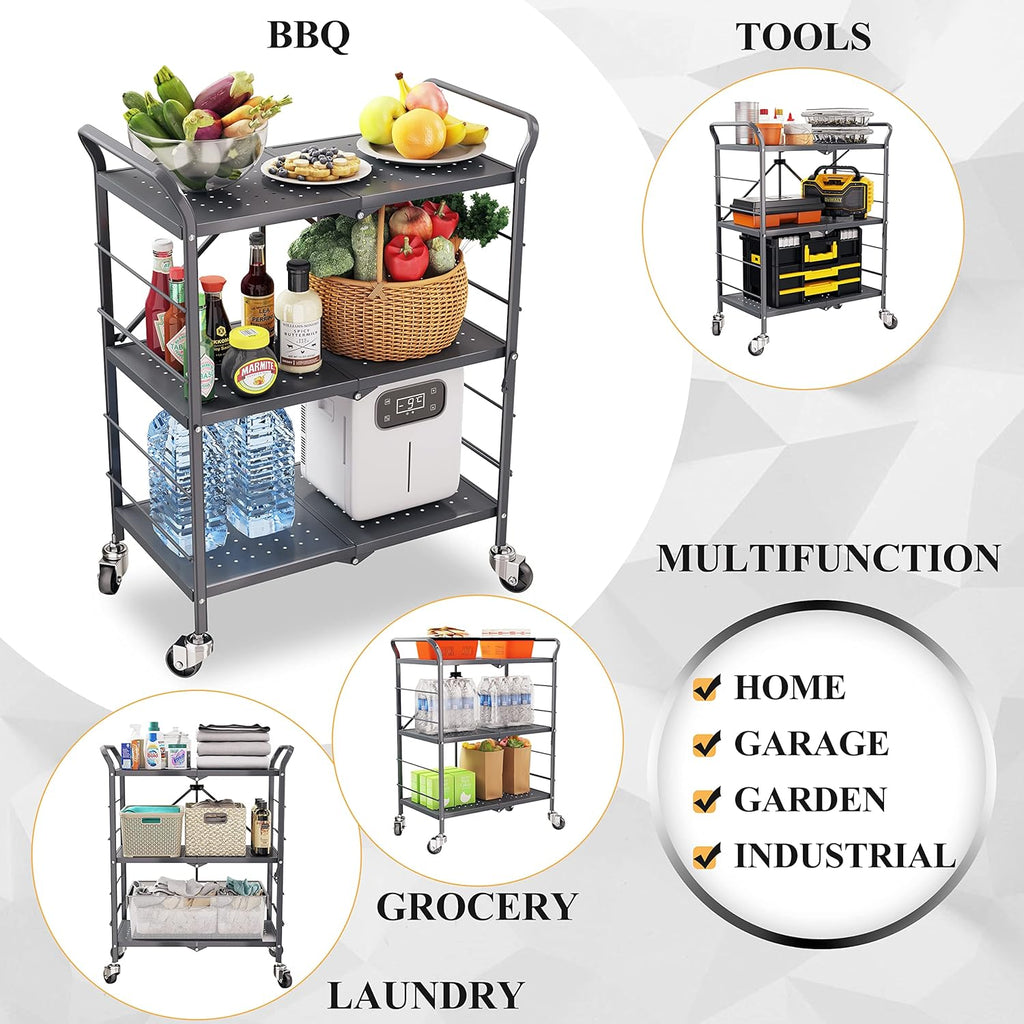 3 Tier Rolling Utility Cart with Wheels S37258