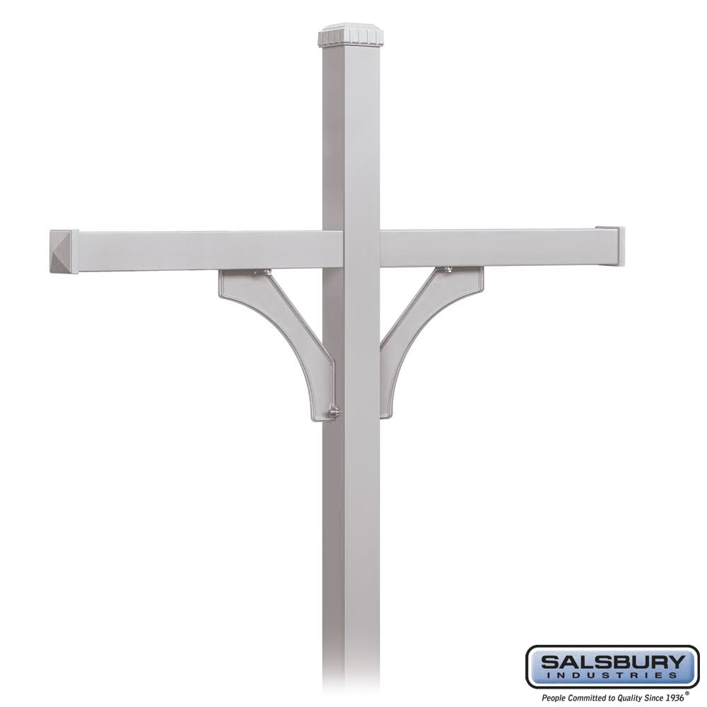 Silver 2 Sided Post for 4 Roadside Mailboxes Z583