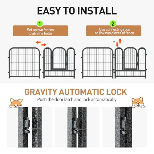 40 Inch 16 Panel Metal Dog Playpen Black-Silver N571725