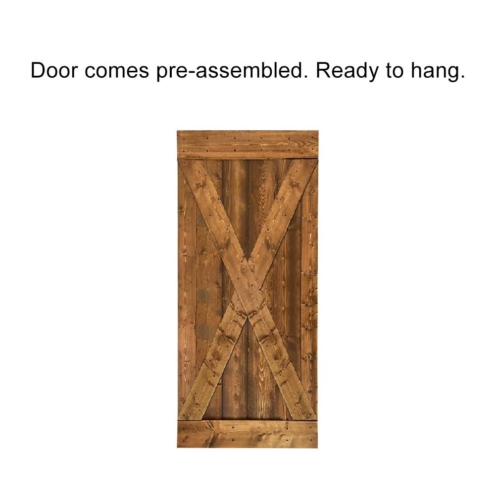 Sage Green Stained Wood Interior Sliding Barn Door with Hardware Kit I231344