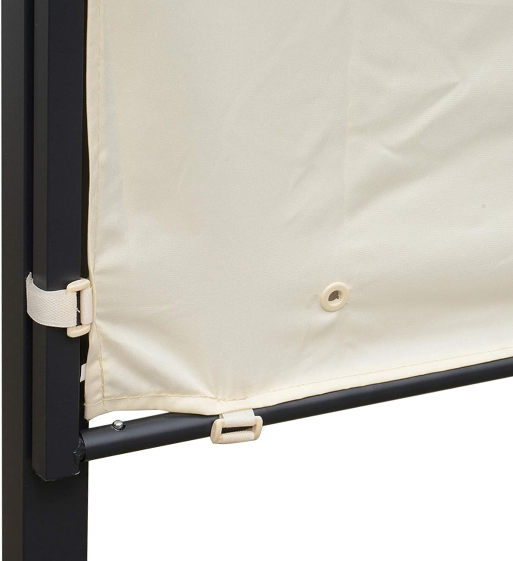 10 x 8ft Beige Metal Pergola with Side Awning I331002