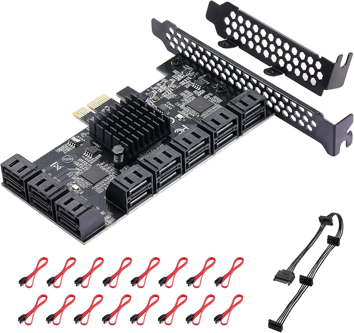 6 Port PCIe SATA 3.0 Card with 6 SATA Cables and Low Profile Bracket I8313