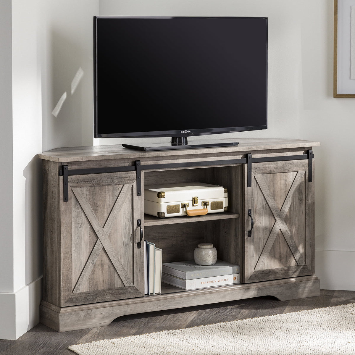 White Oak Corner TV Stand G825