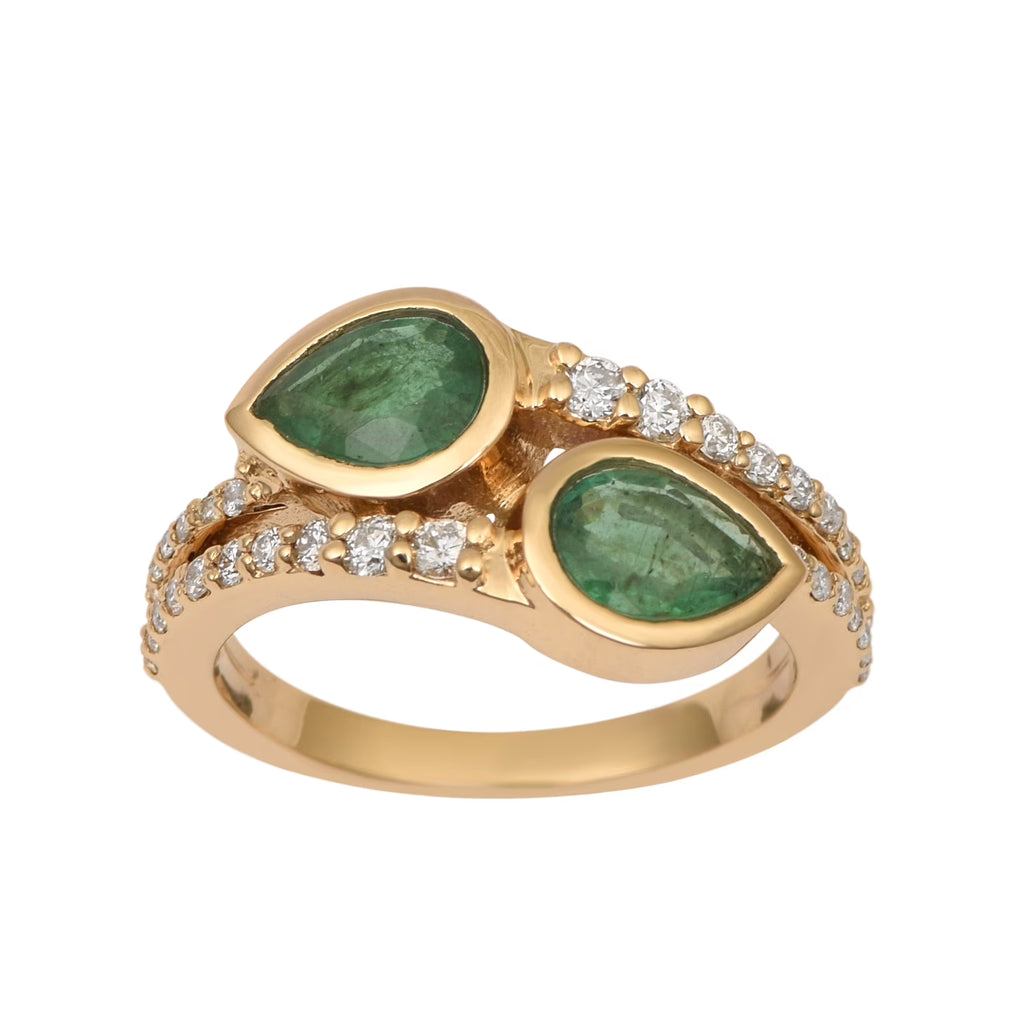 14K Solid Gold Pear Shaped White Diamond Halo Ring O35745