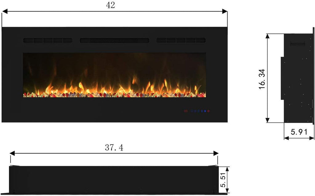 Recessed and Wall Mounted Electric Fireplace Insert with Remote K998252