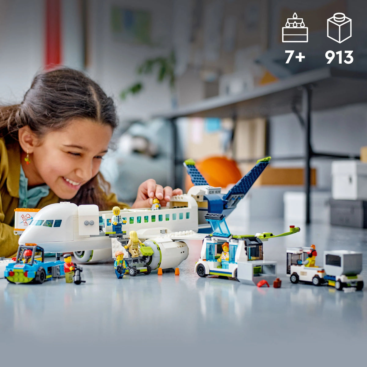 Airplane Building Toy Set with Passenger Bus and Minifigures N7183