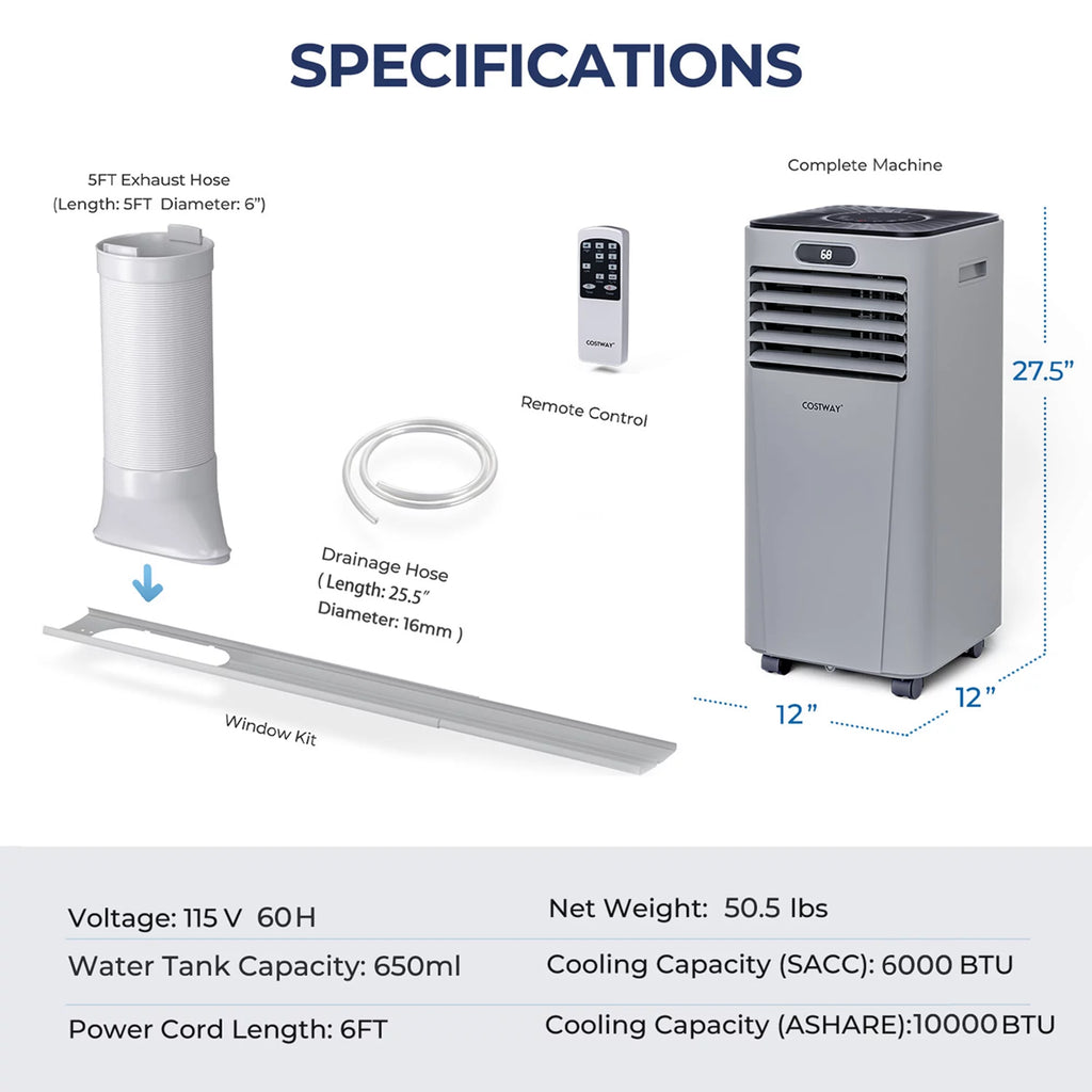 6000 BTU Portable Air Conditioner White U4401