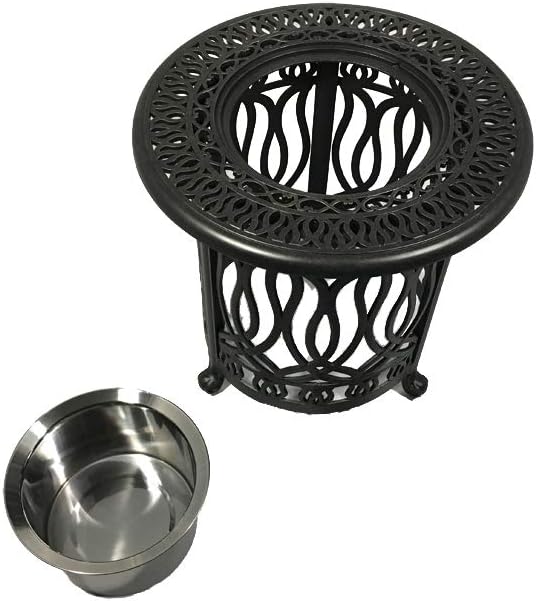 Cast Aluminum Patio 21'' Round End Table with Ice Bucket Insert Desert Bronze W6782