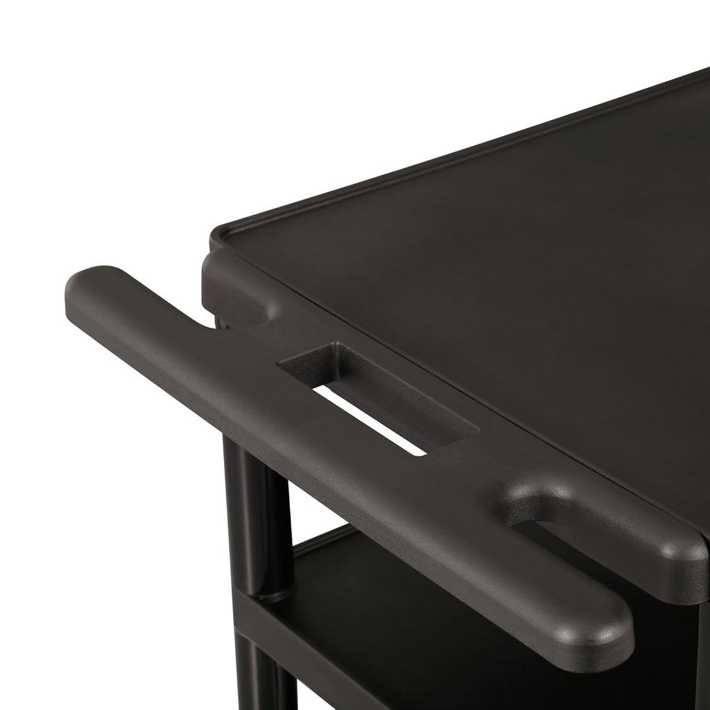 Black Plastic Utility AV Cart with Power Strip K8983