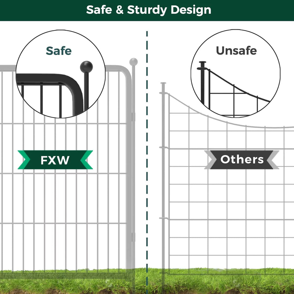 32 Panels 72ft L×40in H Black Metal Garden Fence with 2 Gates Q425