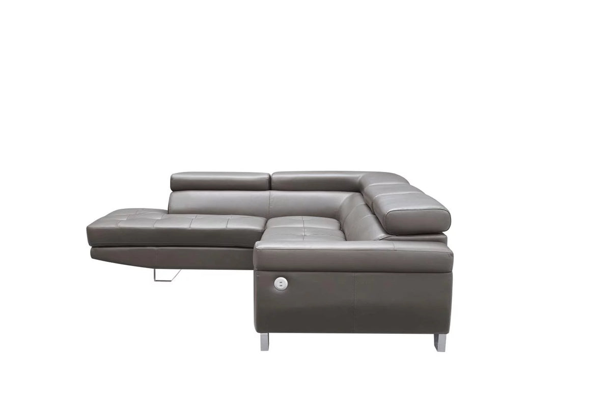 Dark Gray Top-grain Leather Sectional Sofa Z6613