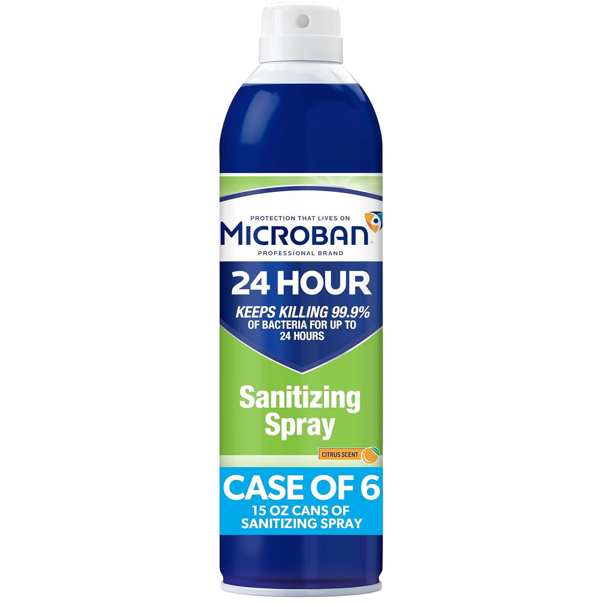 Microban 24 Aerosol Disinfectant Spray, Citrus Scent, Pack of 6, 15 fl oz. Each Q891