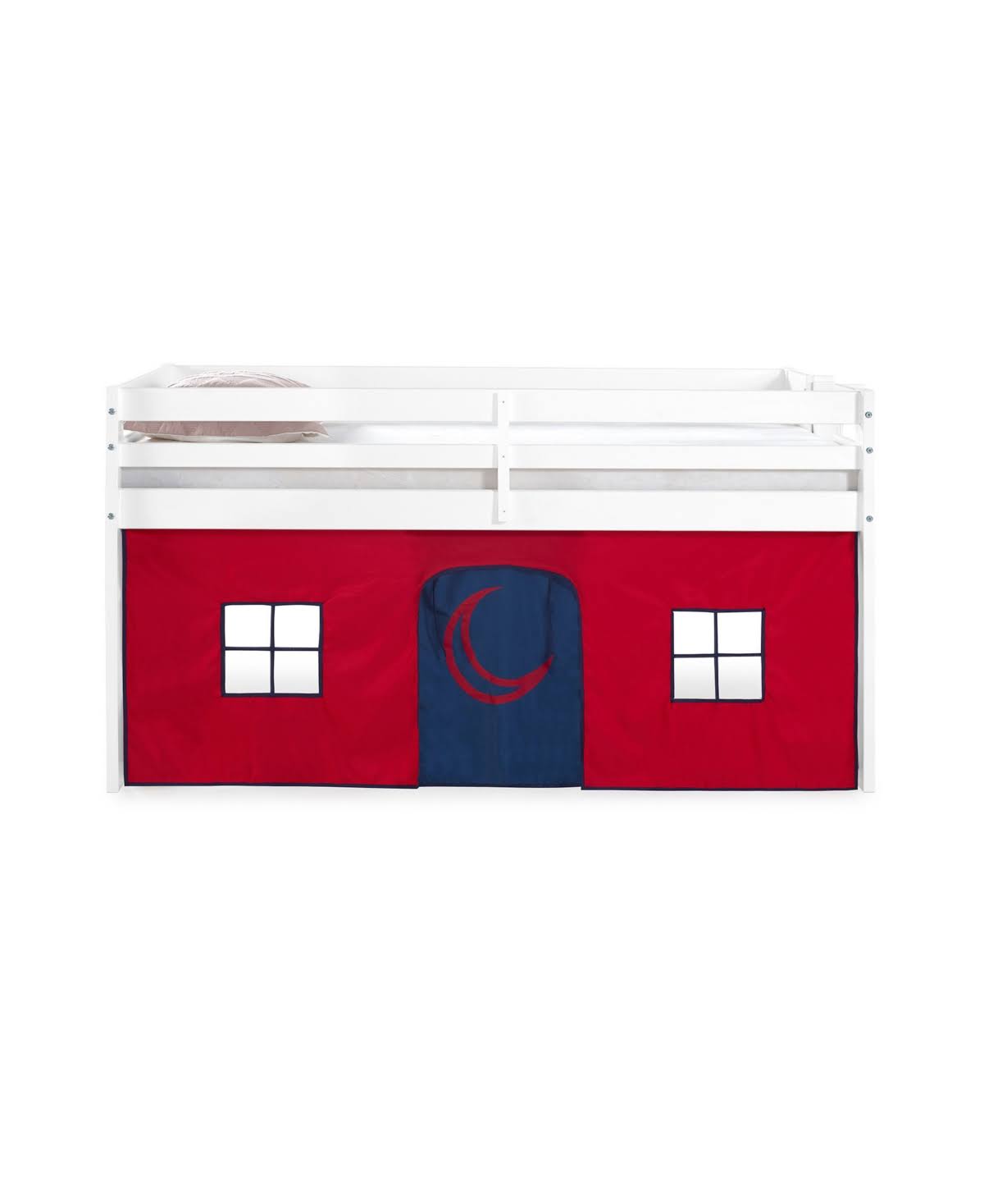 White Twin Junior Loft Bed with Playhouse Tent C492