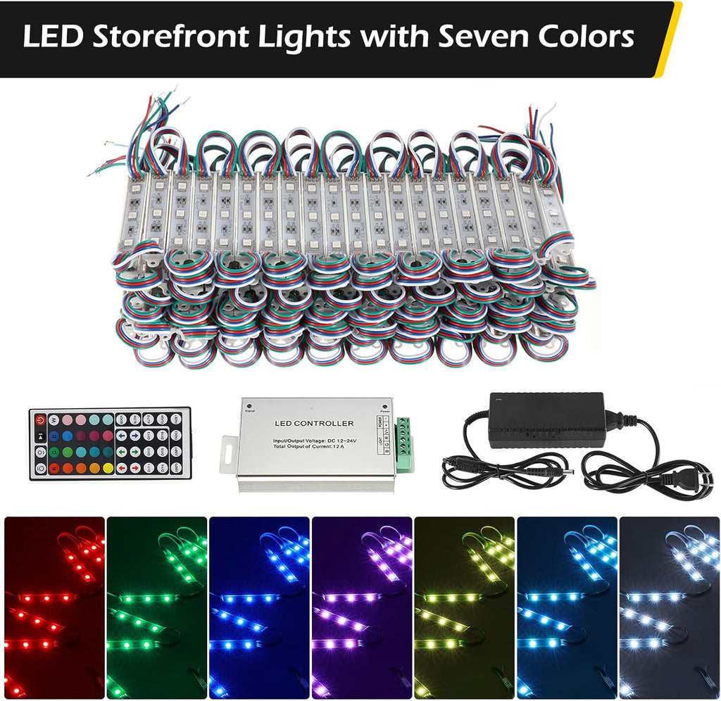 LED Storefront Lights 400pcs RGB with Remote Controller Waterproof Strip Lights T33657