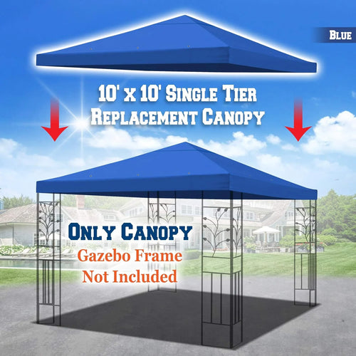10'x10' Single Tier Blue Polyester Gazebo Canopy Top T801989