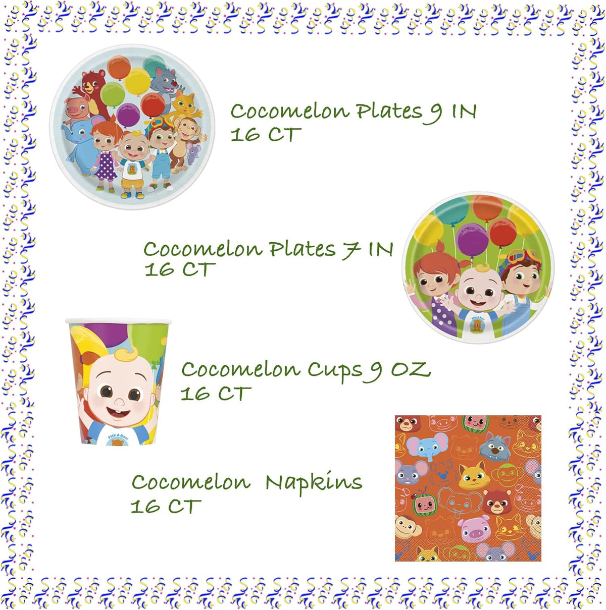 Birthday Party Supplies Decoration Kit with Balloons, Tablecloth, Plates, Napkins, Candles Serves 16 Q970