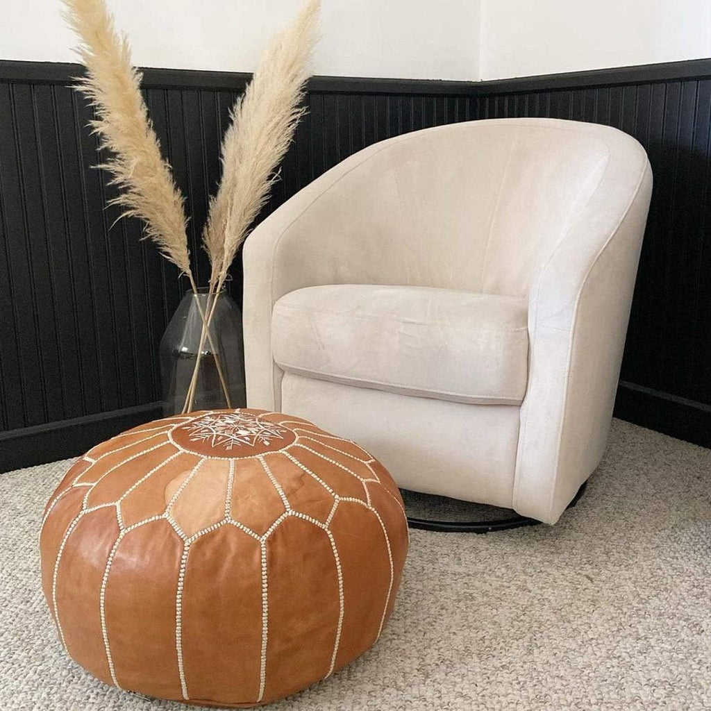 Moroccan Pouf Cover Genuine Goatskin Leather G7059