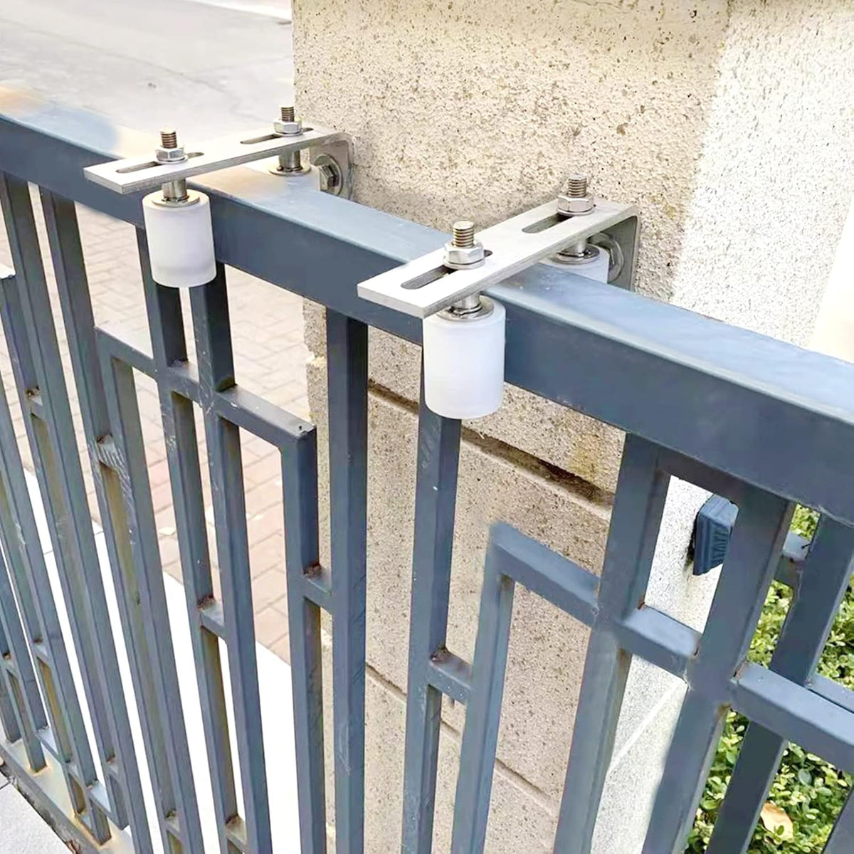 3.9 inch Pack of 2 Sliding Gate Hardware Nylon Rollers Zinc Bracket P43036
