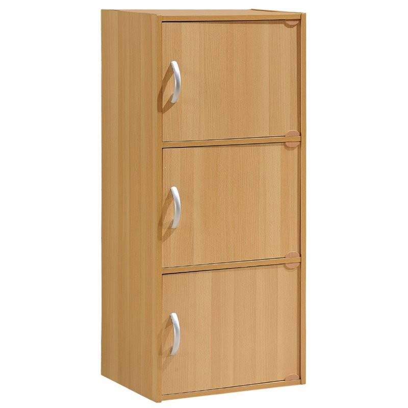 3 Shelf 3 Door Bookcase in Beech, Brown H14976