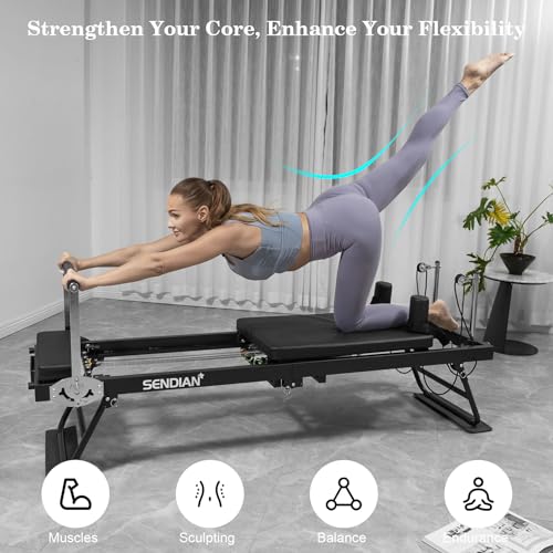 Foldable Pilates Reformer Machine with Springs R40871