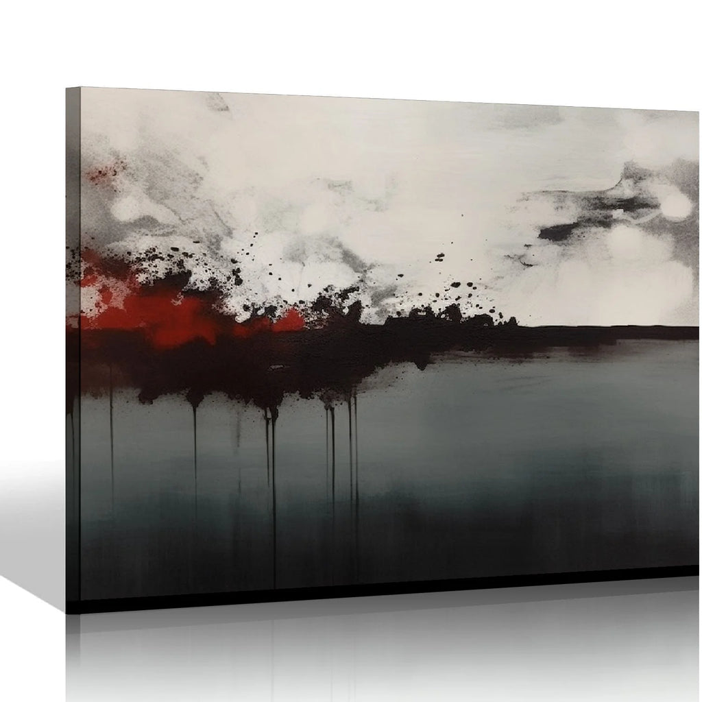 Framed Canvas Print Wall Art Black Gray Abstract Illustrations 20x16 T538371