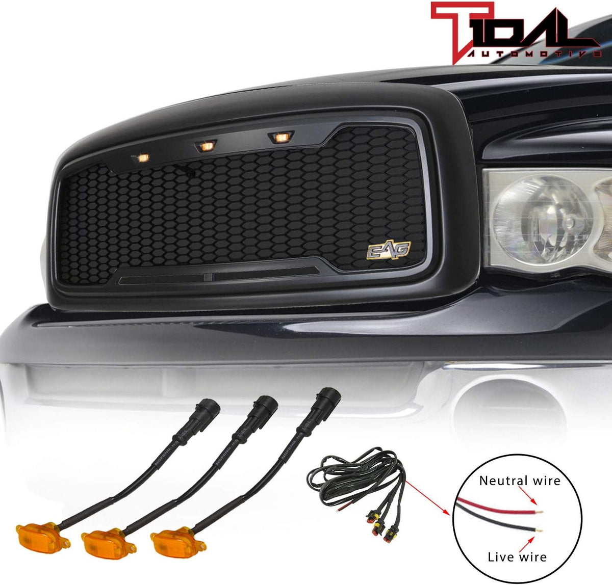 Matte Black ABS Upper Grille with LED Front Grille K8257