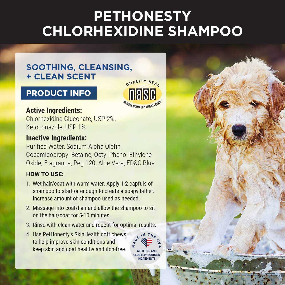 Chlorhexidine Antibacterial Anti-Odor Pet Shampoo S129