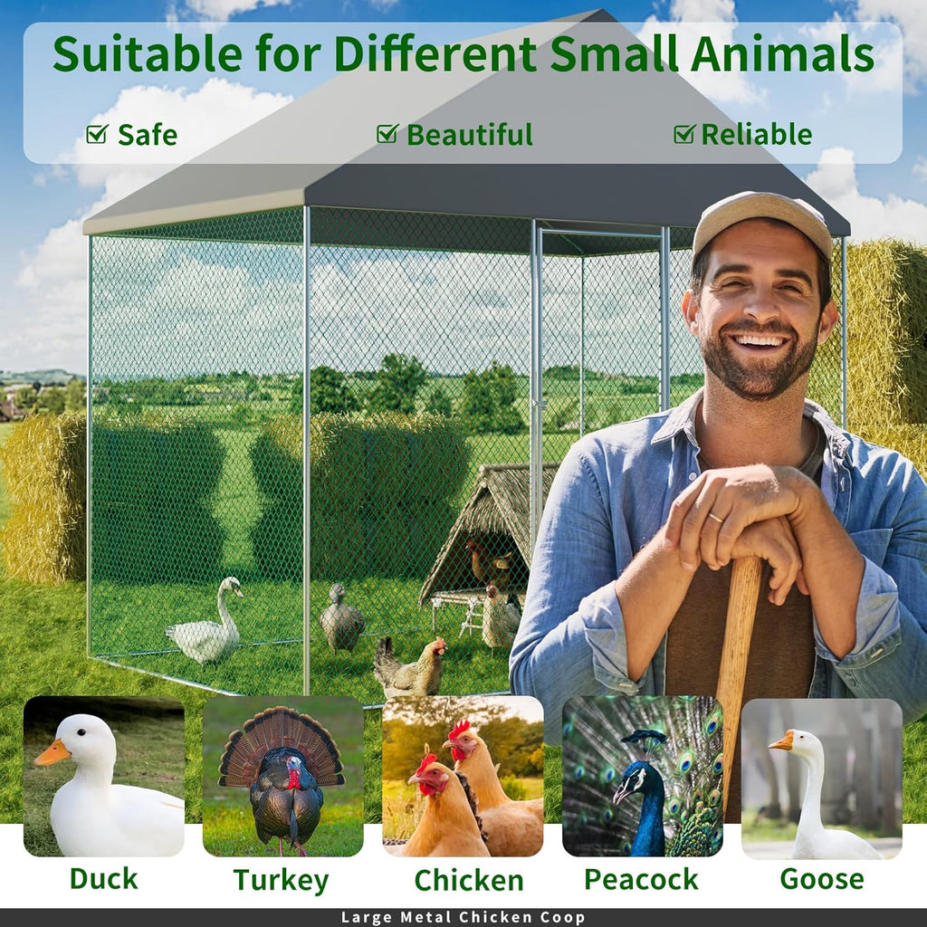 Large Chicken Coop Run Outdoor with Waterproof Anti-Ultraviolet Cover U395993