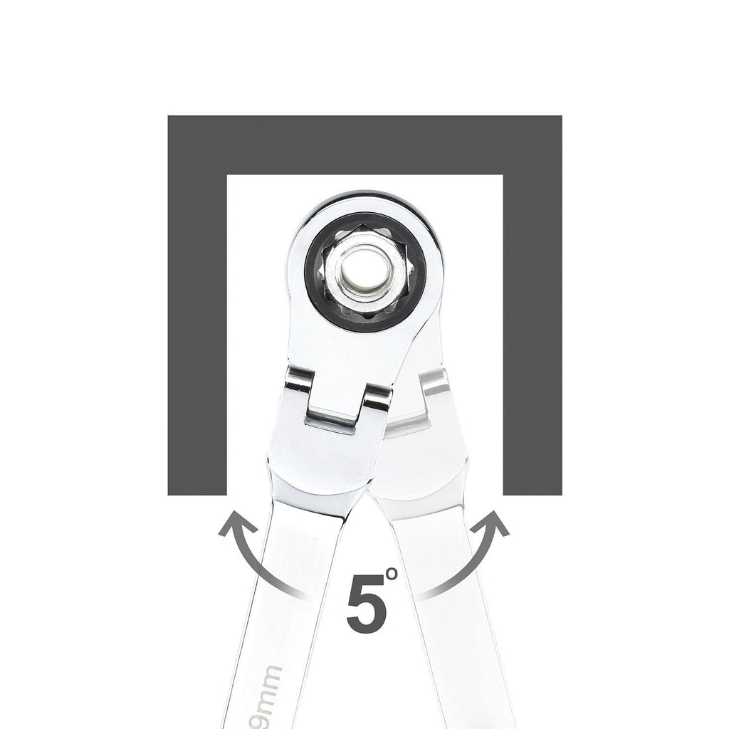 5 PC Metric Flexible Head Ratcheting Wrench Set Q4913