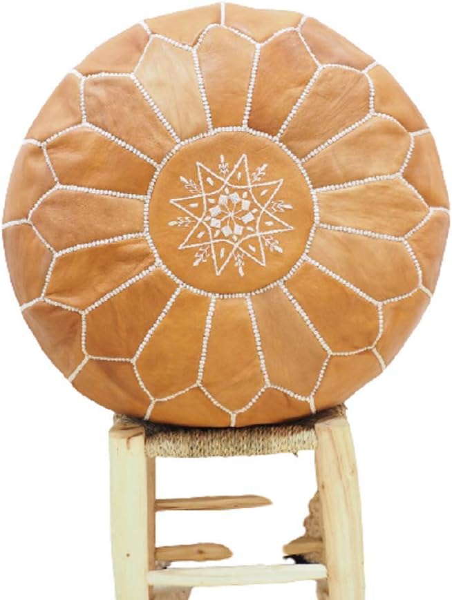 Moroccan Pouf Cover Genuine Goatskin Leather G7059