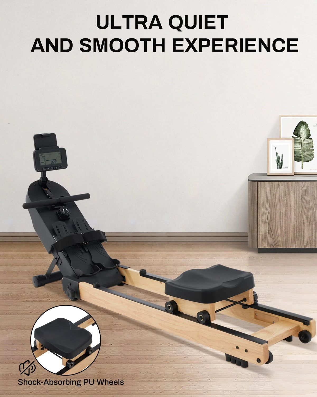 Wooden Magnetic Rower Machine with 16 Levels of Resistance S2803