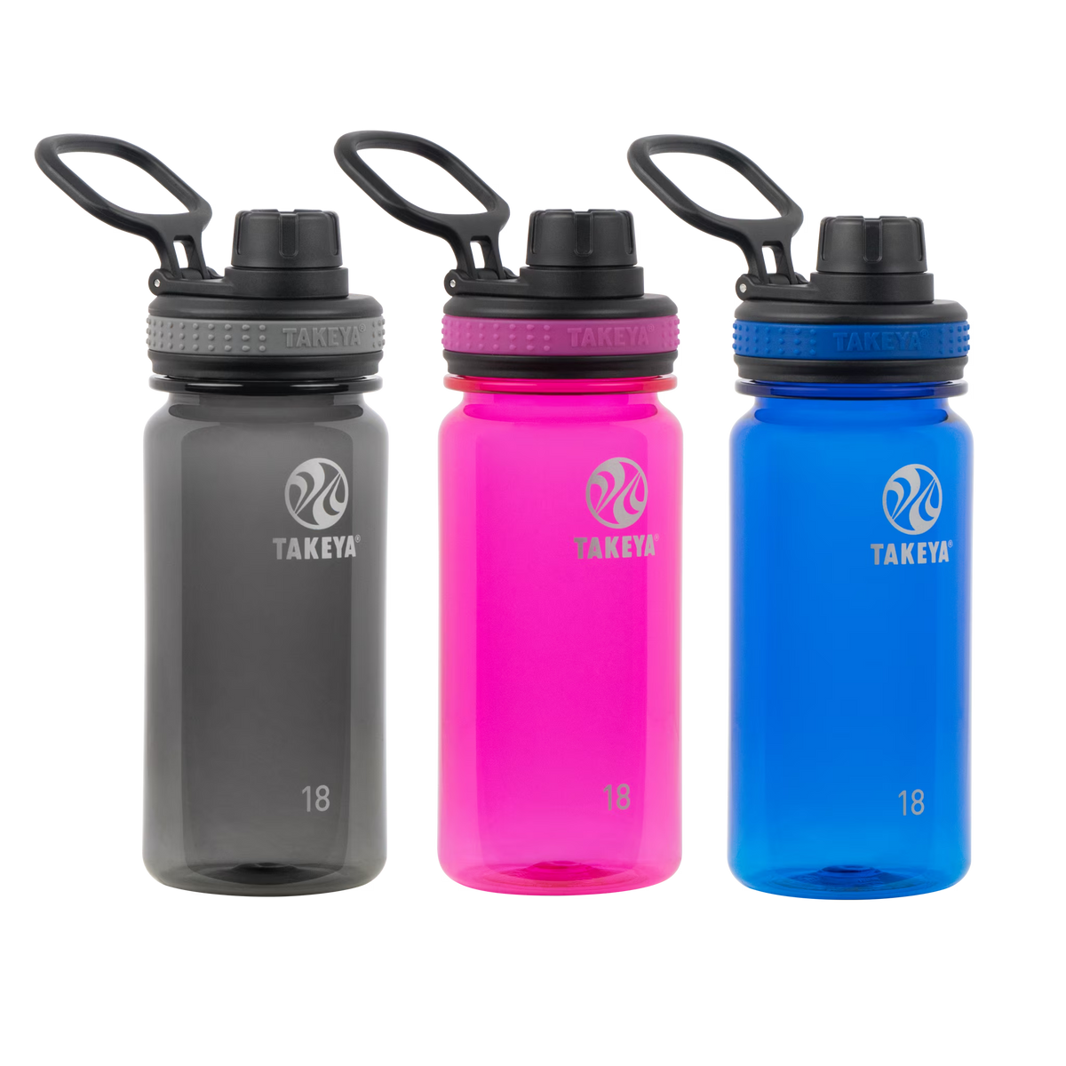 18oz Tritan Straw Bottle 3pk Black Fuchsia Royal Q346
