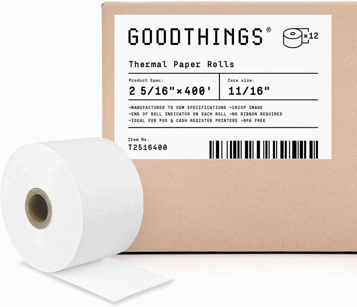 3 1/8 X 119' 50 Rolls Thermal POS Receipt Paper Roll BPA Free X230697