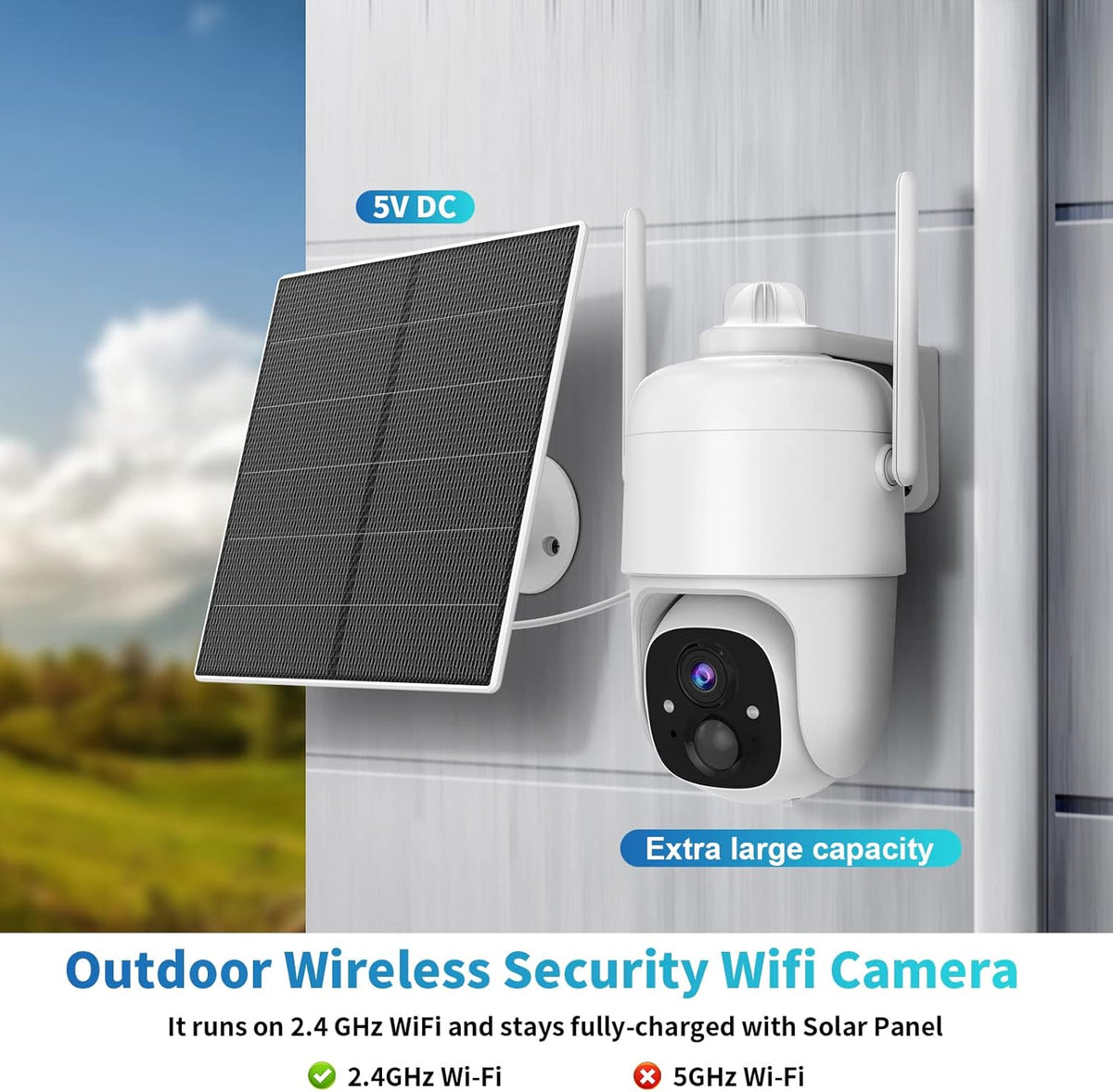 Solar Powered Wireless Security Camera with Color Night Vision S286