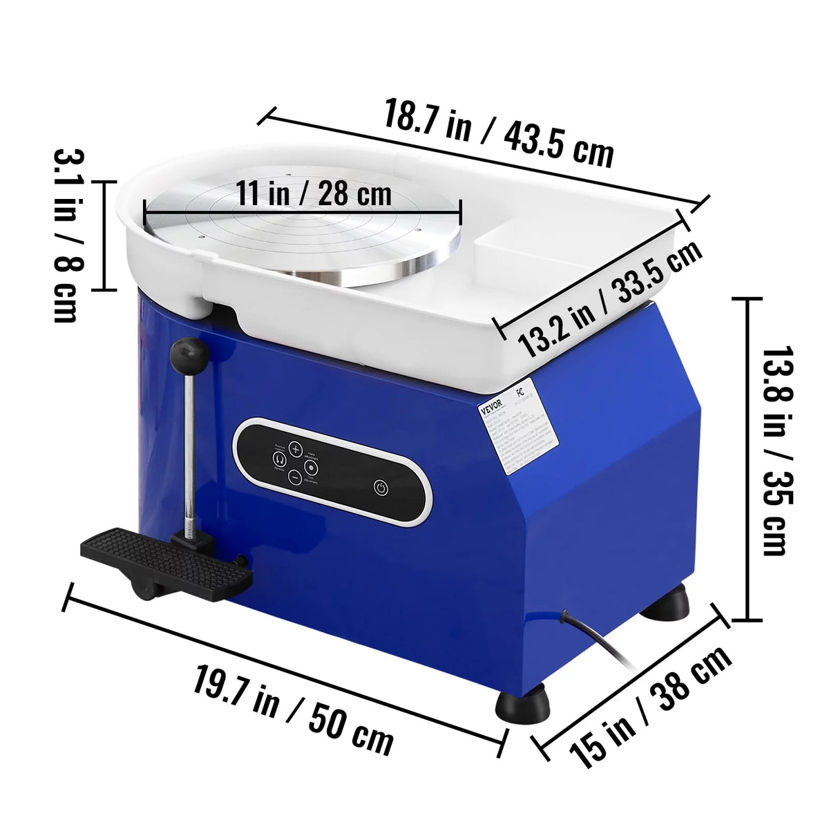 11" Ceramic Wheel Forming Machine with Adjustable Speed Handle and Foot Pedal Control X642431