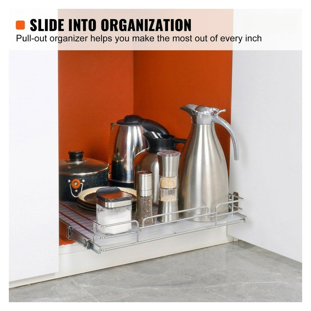 Chrome Steel Roll Out Drawers Cabinet Organizer M54565